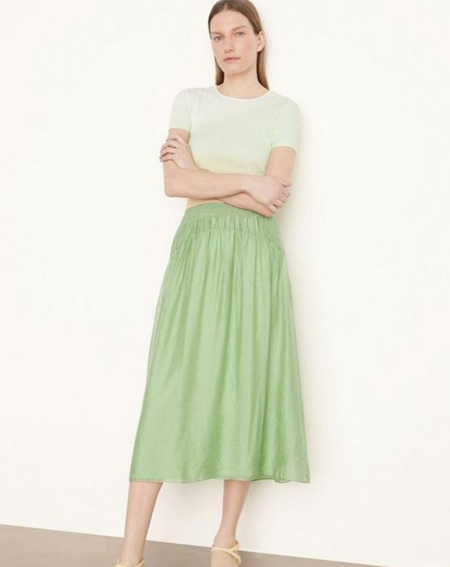 Women VINCE Skirts | Smocked Waist Pull On Skirt Sprout