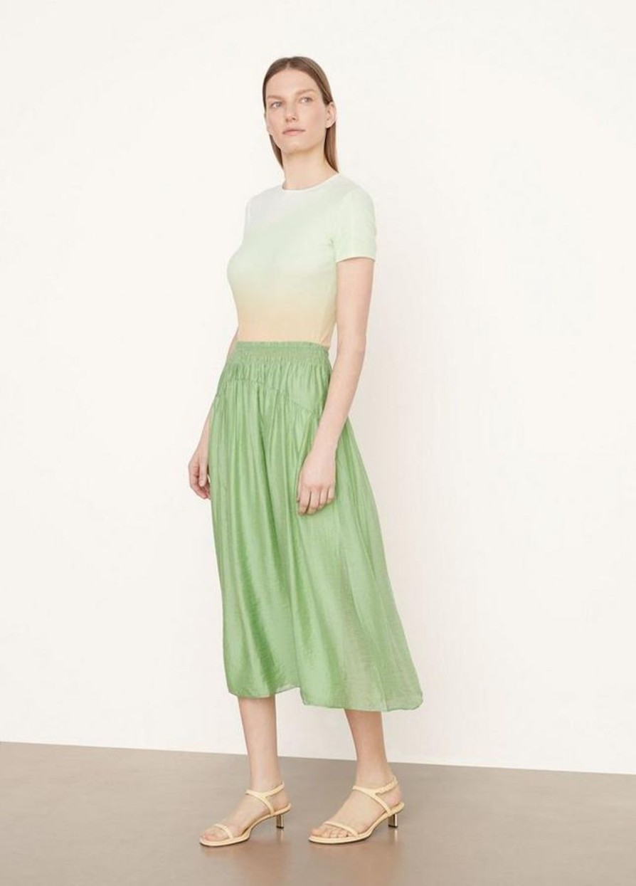 Women VINCE Skirts | Smocked Waist Pull On Skirt Sprout