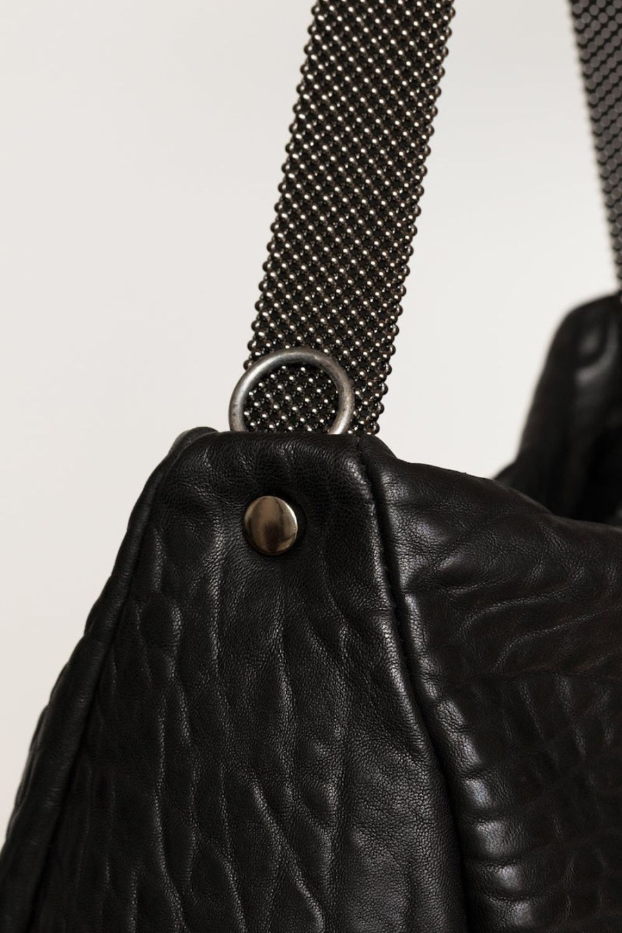 Women LAURA B Bags | Paula Black Shoulder Bag With Gunmetal Handle