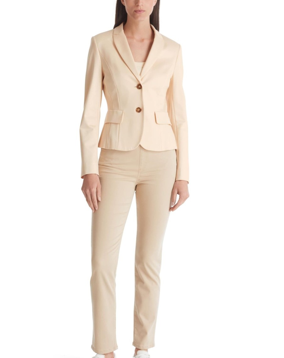 Women MARC CAIN Jackets & Blazers | Body Hugging Blazer With Princess Seams 132-Dark Cream