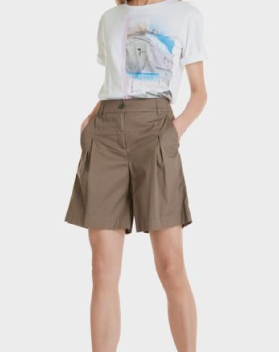 Women MARC CAIN Shorts | High Waisted Short With Inverted Pleat