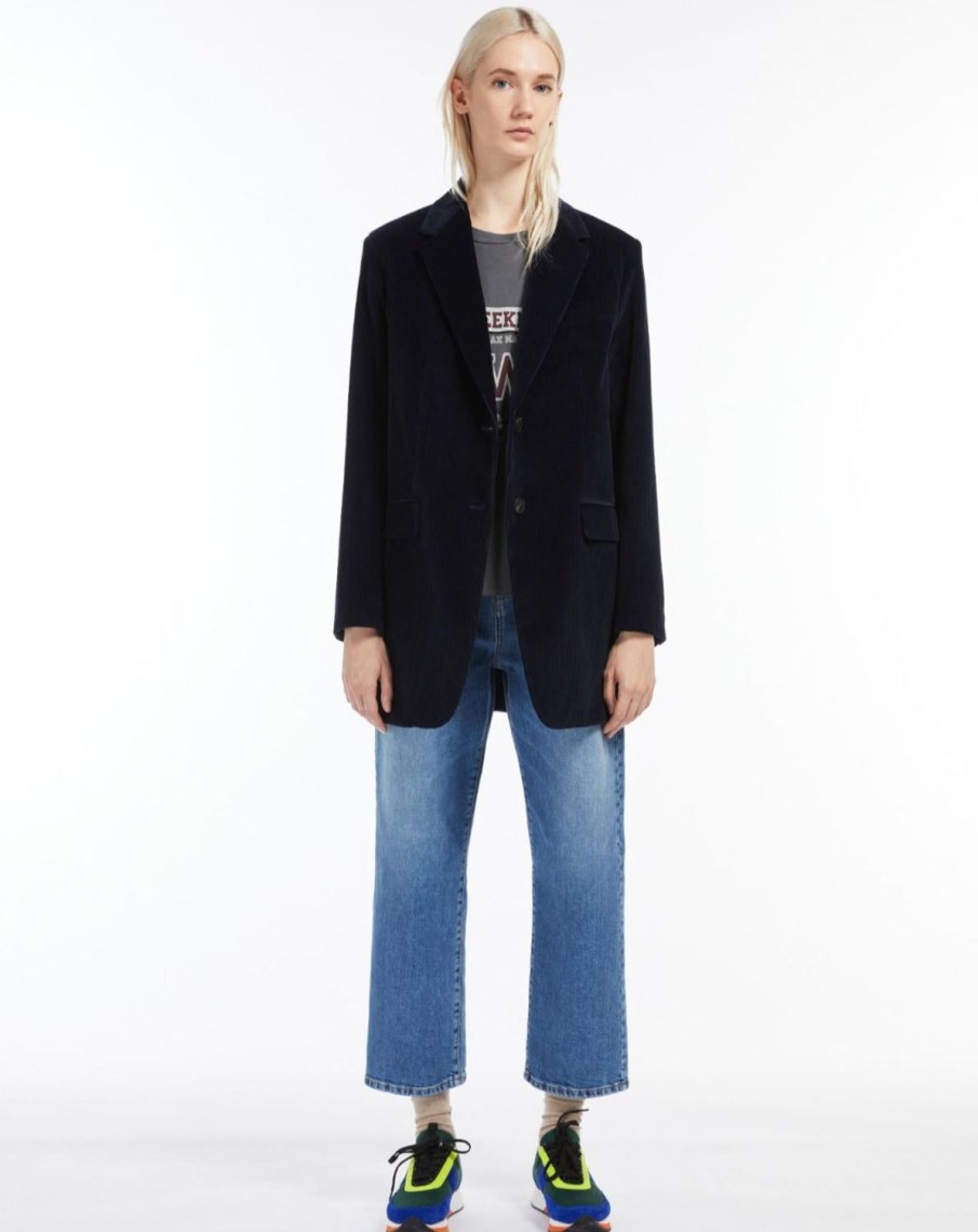 Women MAX MARA Jackets & Blazers | Damiana Cord Jacket Navy