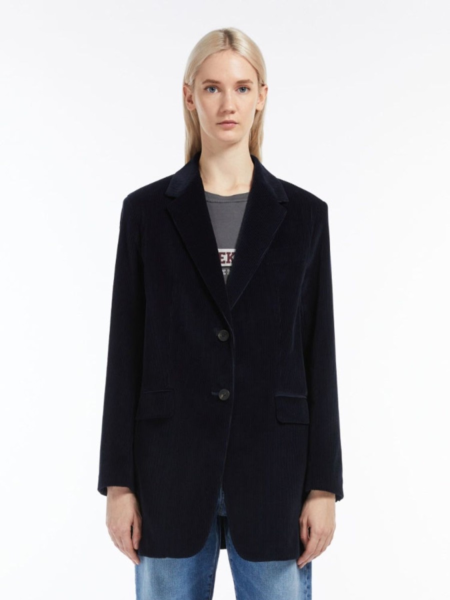 Women MAX MARA Jackets & Blazers | Damiana Cord Jacket Navy