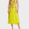 Women MARC CAIN Dresses | Pleated Maxi Dress 427-Lemon Green