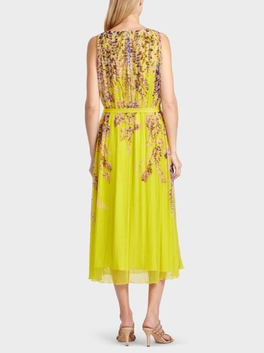 Women MARC CAIN Dresses | Pleated Maxi Dress 427-Lemon Green