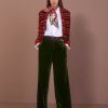 Women MARC CAIN Pants | Wide Leg Flat Front Palazzo Velvet Pants