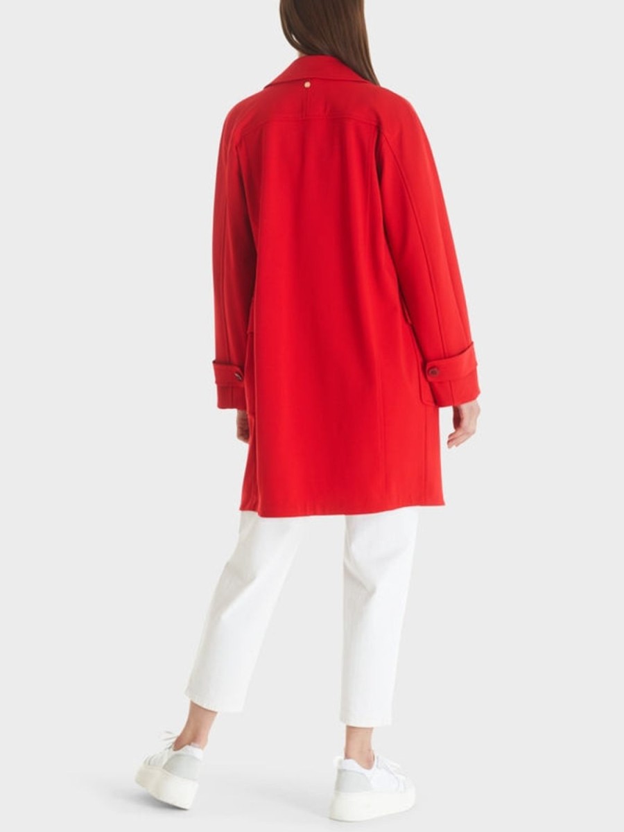 Women MARC CAIN Coats & Parkas | Car Coat_In Chilli Red D/ Breasted Chili Red