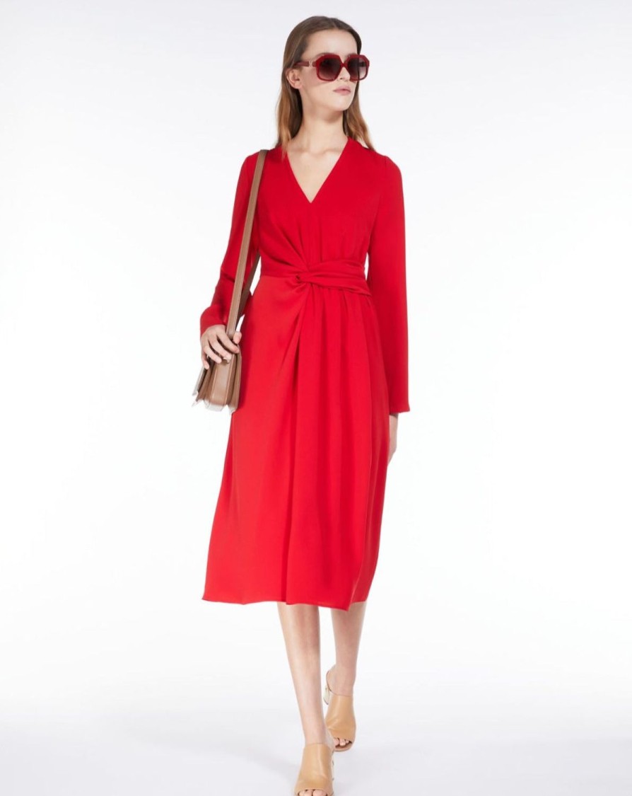 Women MAX MARA Dresses | Mammola Draped Knot Style Dress Red