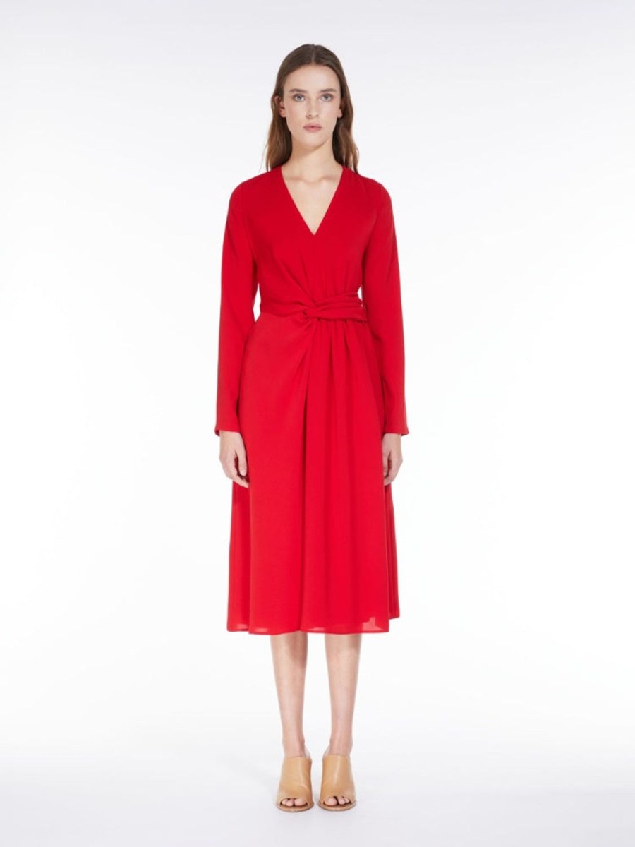 Women MAX MARA Dresses | Mammola Draped Knot Style Dress Red