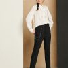 Women HIGH Pants | Courage Pant W Herringbone Dot Stripe Black