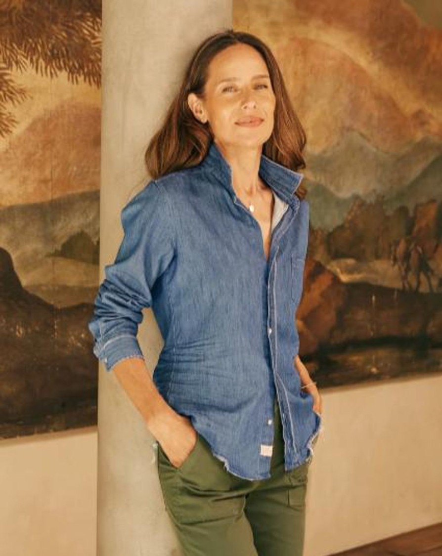 Women FRANK & EILEEN Shirts & Blouses | Barry Vintage Stonewash Indigo