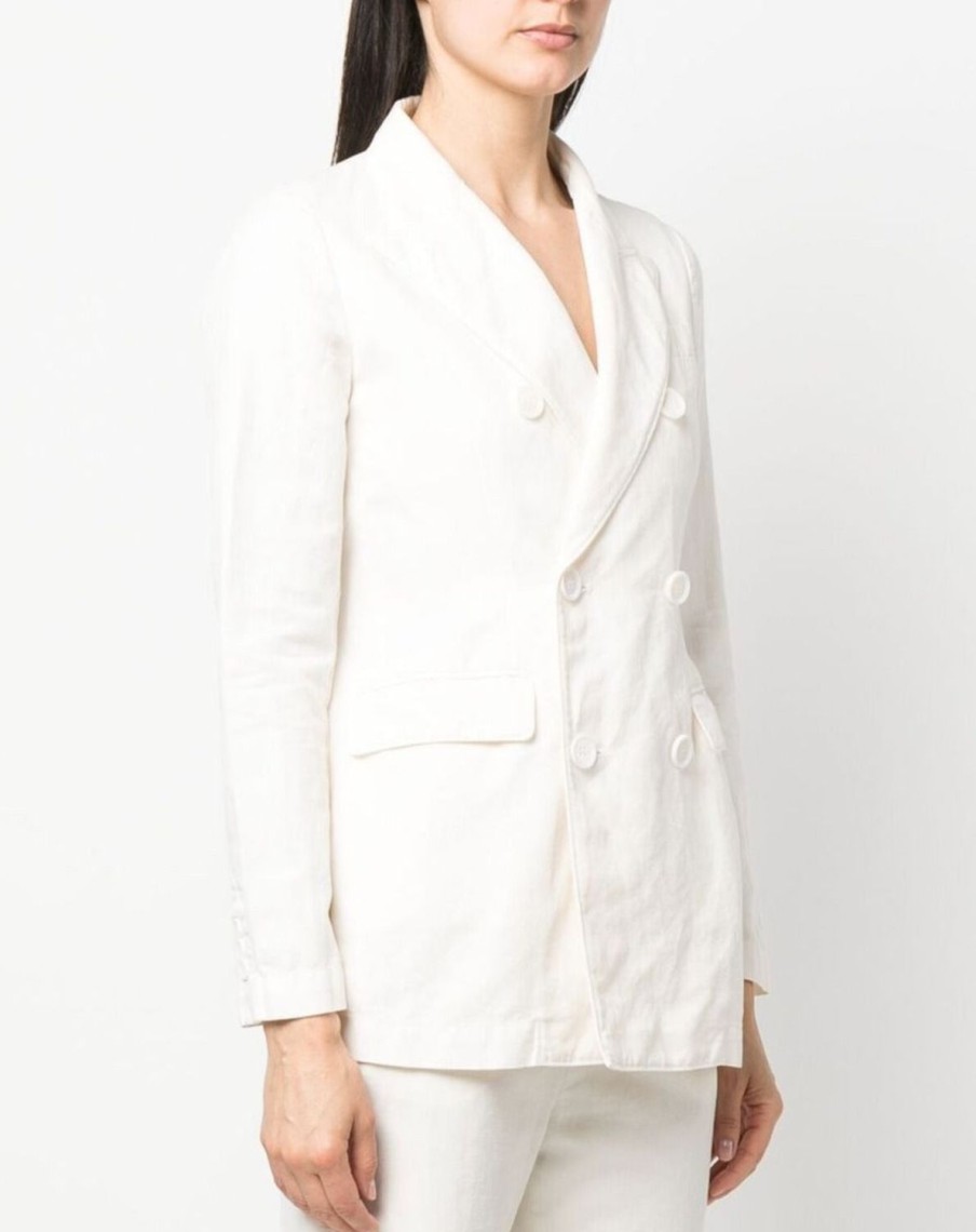 Women Aspesi Jackets & Blazers | Double Breasted Gabardine Jacket Natural