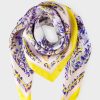 Women MARC CAIN Scarves | Slik Scarf With Floral Print 722-Brt Lilac