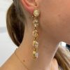 Women Oscar De La Renta Jewellery | Crystal Gold Shadow Oval Stone Earrings