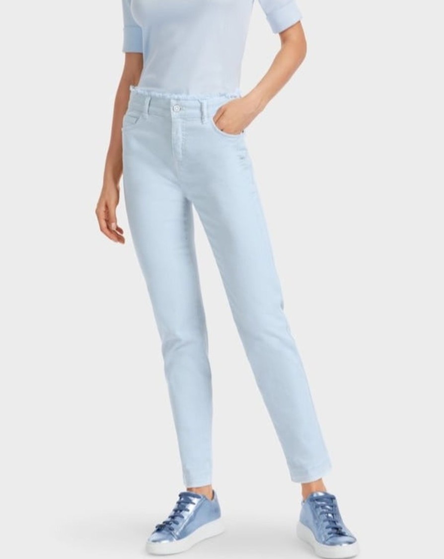 Women MARC CAIN Jeans & Denim | Organic Cotton Light Blue Tapered Leg Jean 304-Sf Pwd Blue