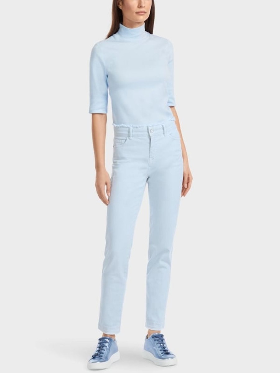 Women MARC CAIN Jeans & Denim | Organic Cotton Light Blue Tapered Leg Jean 304-Sf Pwd Blue