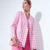 Women MARC CAIN Jackets & Blazers | Double Breasted Blazer W Pink Vichy Check 251-Bright Pink