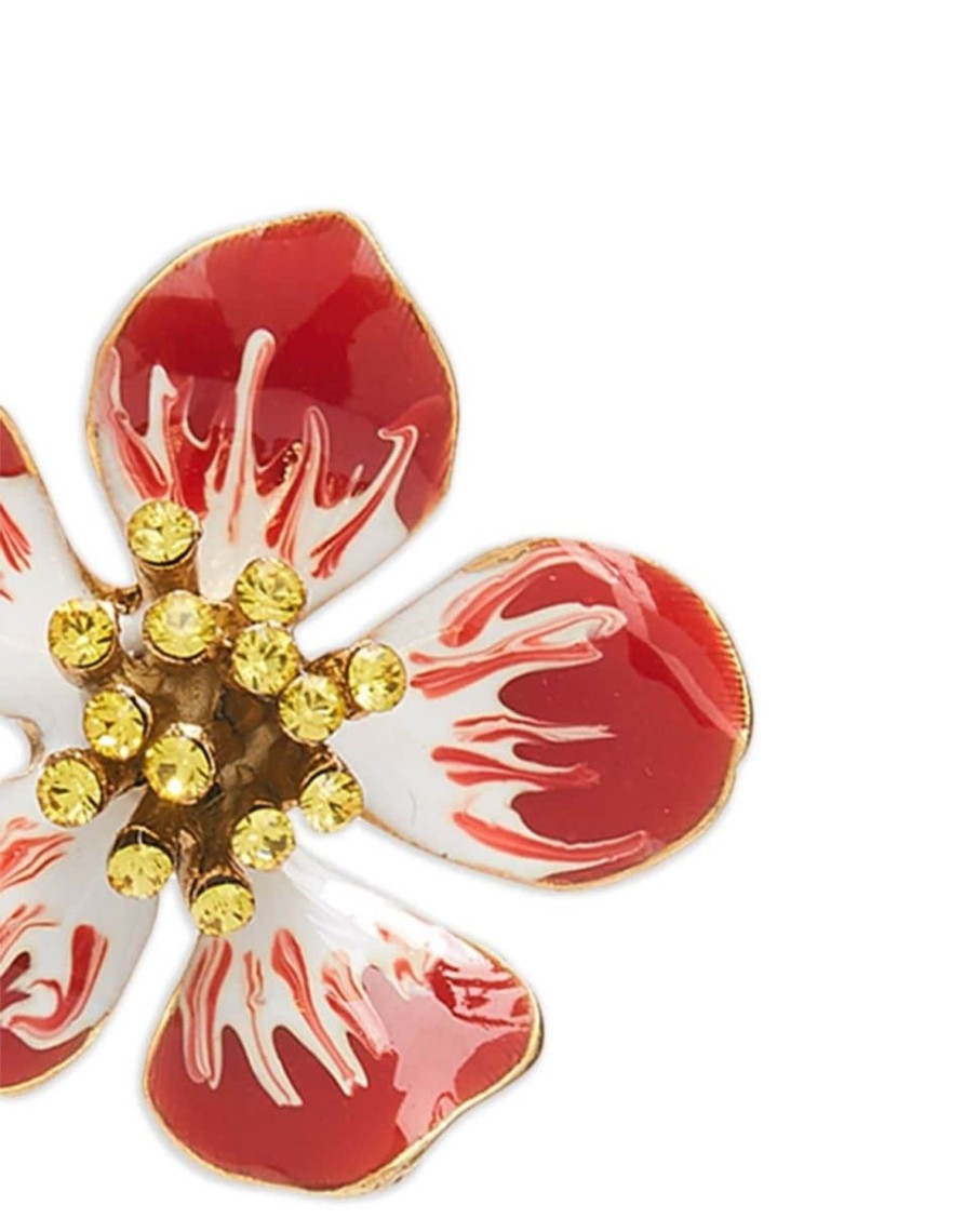 Women Oscar De La Renta Jewellery | Large Hand Painted Flower Cinnamon