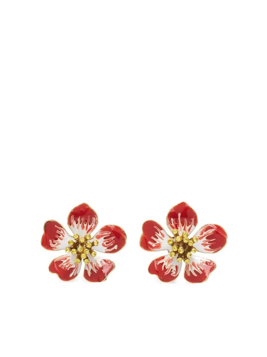 Women Oscar De La Renta Jewellery | Large Hand Painted Flower Cinnamon