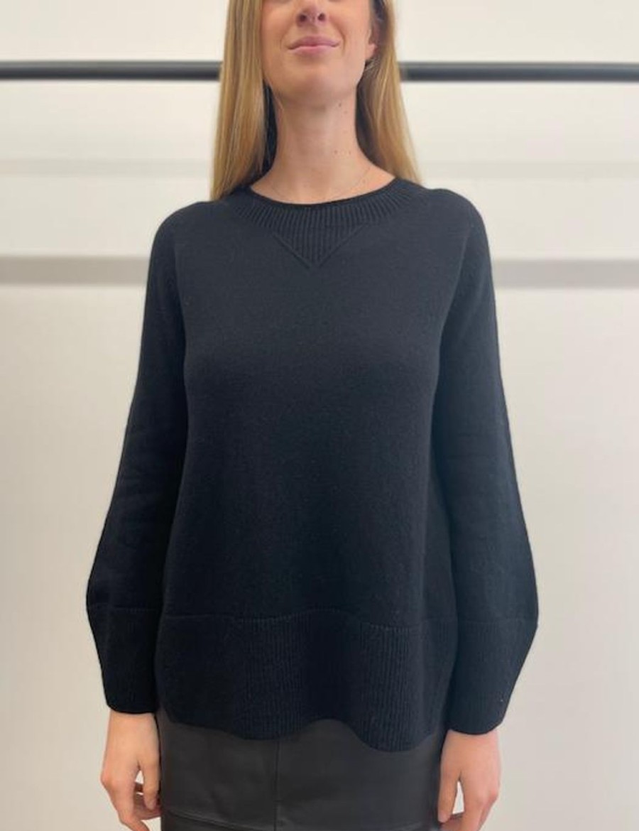 Women MARC CAIN Knitwear | Casual Longline Black Sweater 900-Black