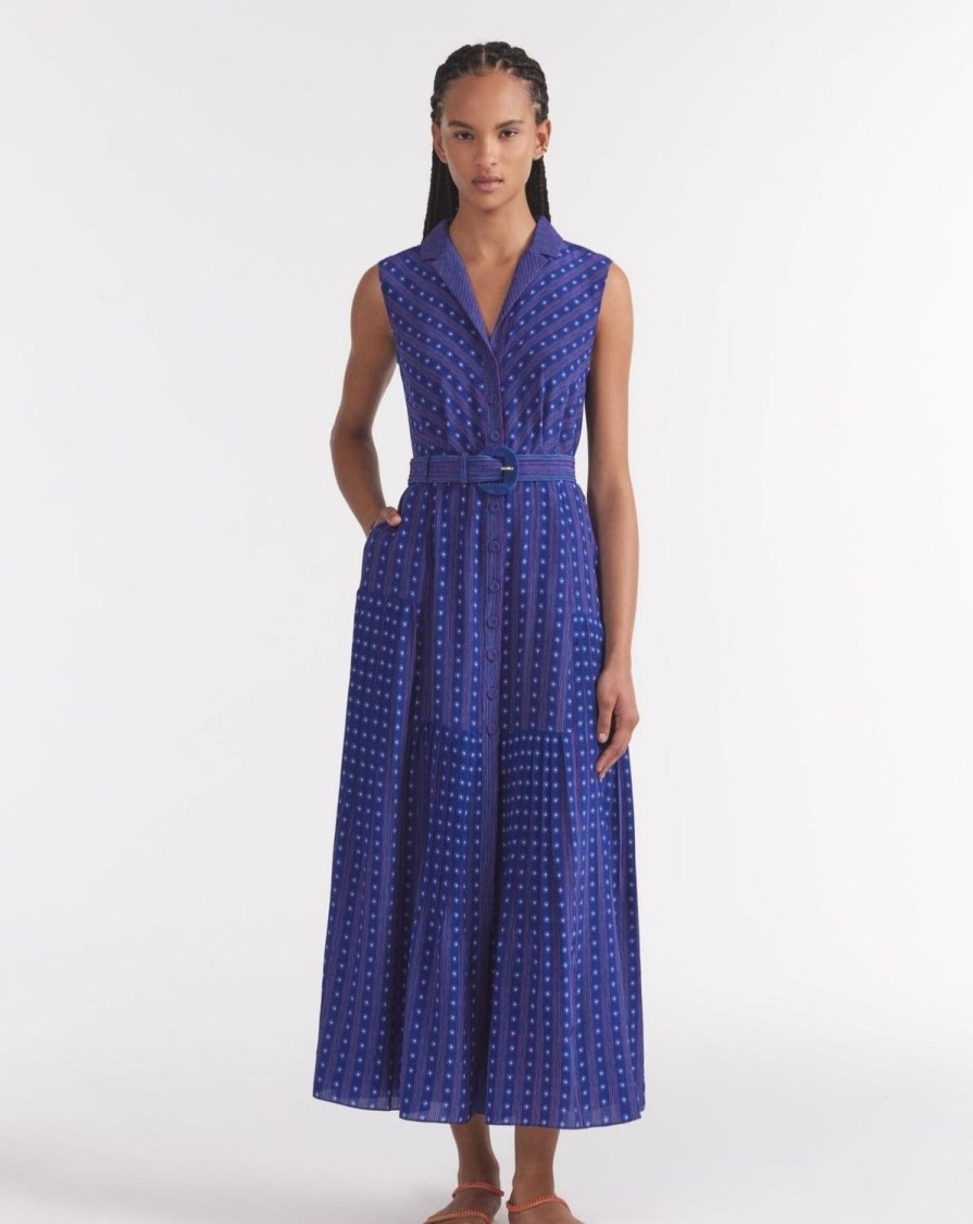 Women SALONI LODHA Dresses | Arya D Dress Polka Indigo Plmt