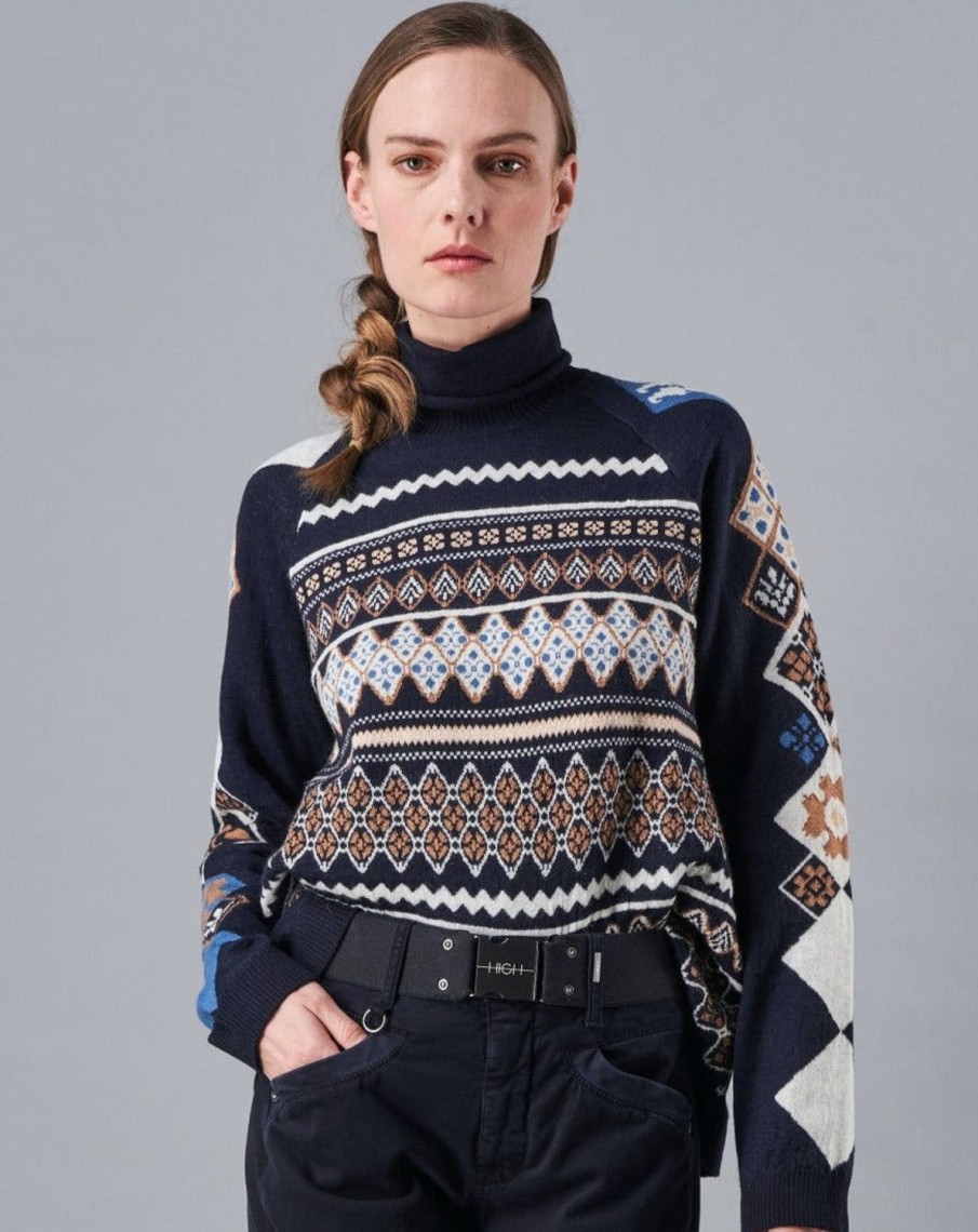 Women HIGH Knitwear | Amuse Knitwear Multi Navy