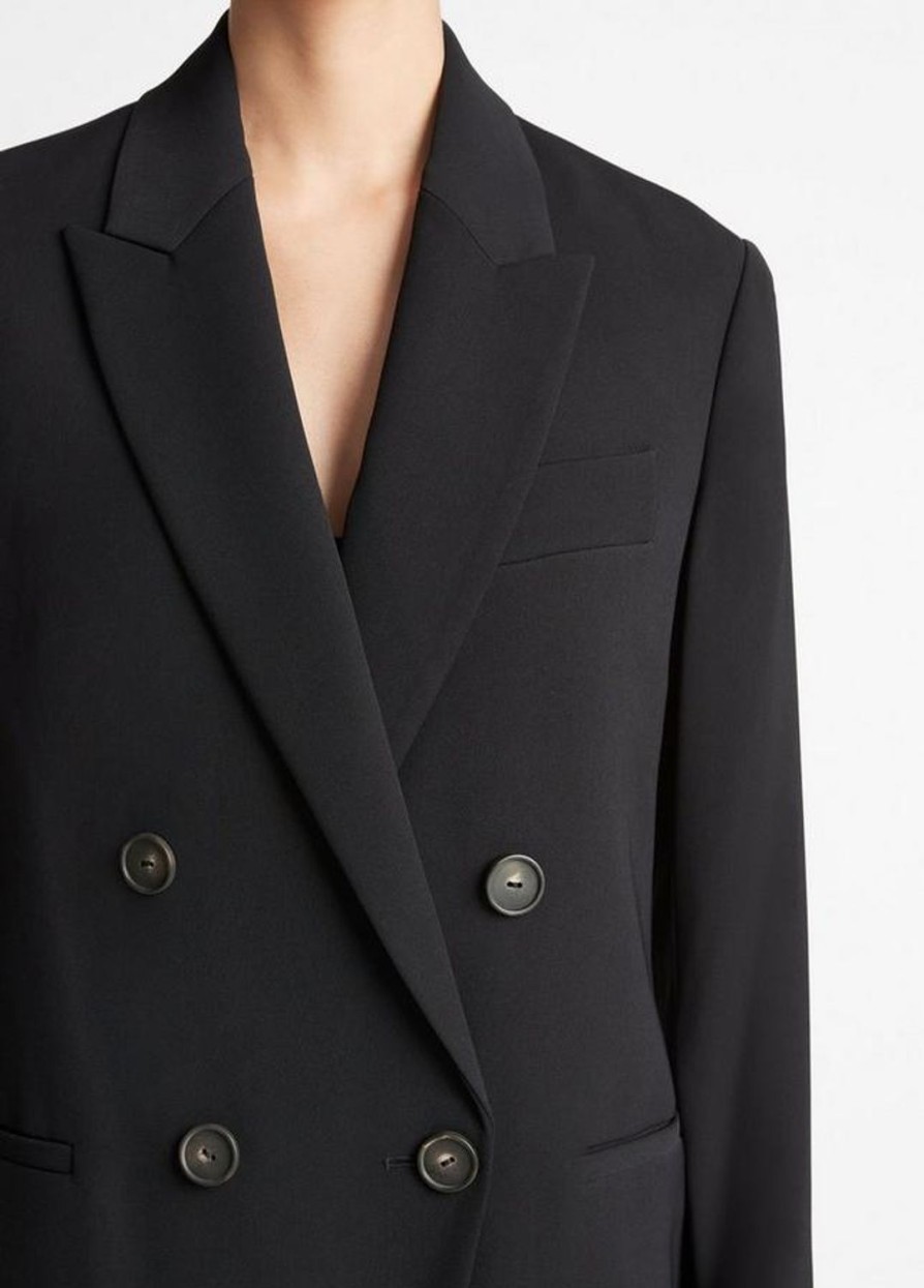 Women VINCE Jackets & Blazers | Crepe Double Breasted Blazer Black