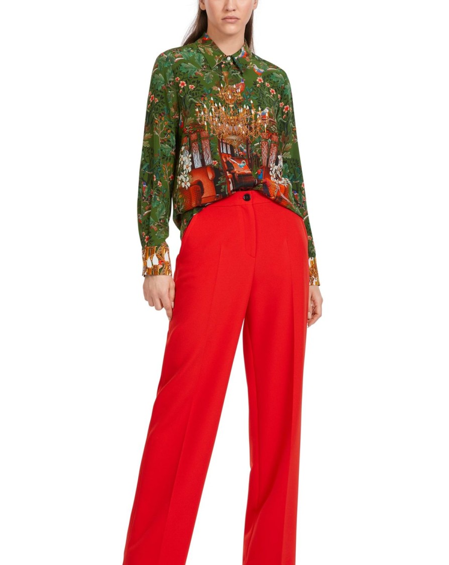 Women MARC CAIN Shirts & Blouses | Fusion Shirt In Floral, Birds & Grand Chandeliers 573-Orient Grn