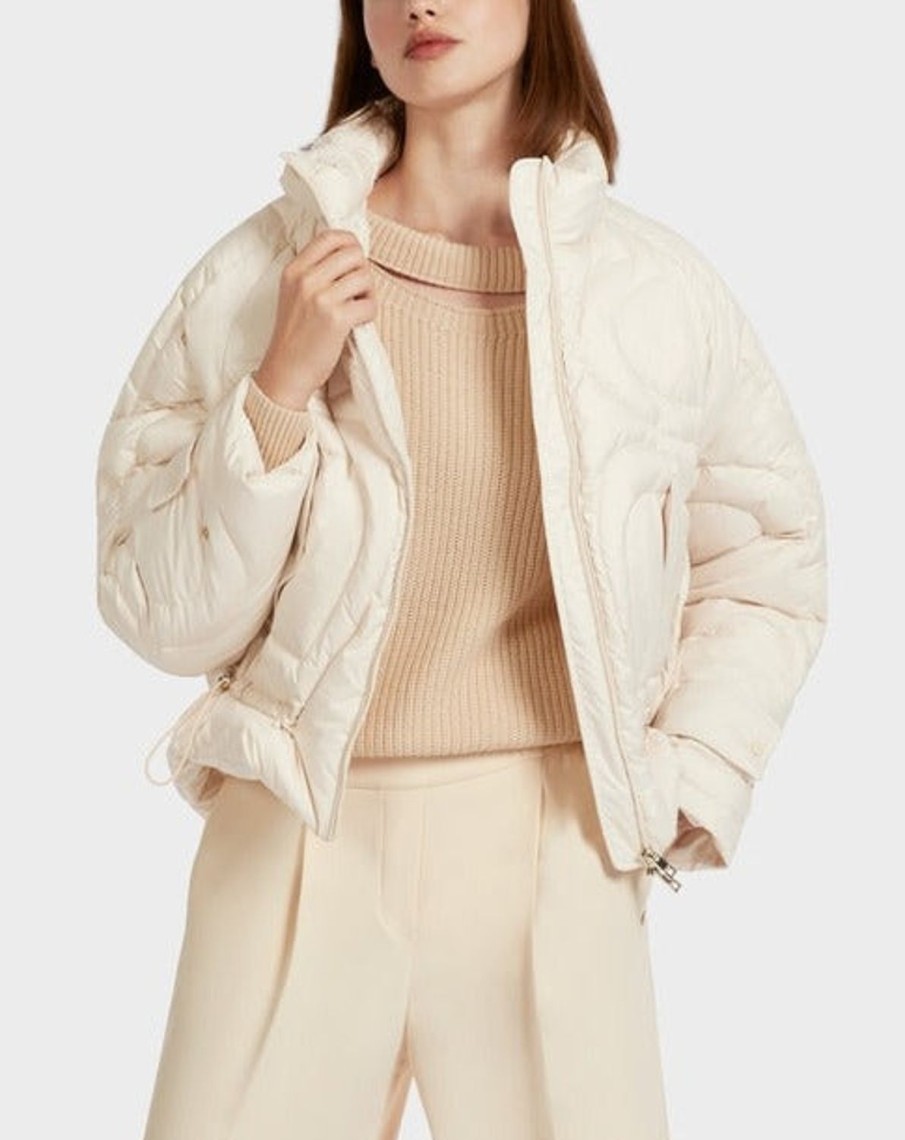 Women MARC CAIN Loungewear | Outdoor Parka W Love Heart Stitching 131-Creme