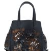 Women Oscar De La Renta Bags | Small Laser Cut Floral Square Tote Black