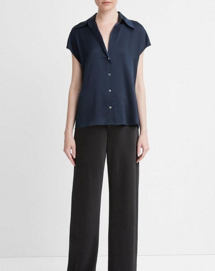 Women VINCE Shirts & Blouses | Cap Sleeve Ruched Back Shirt