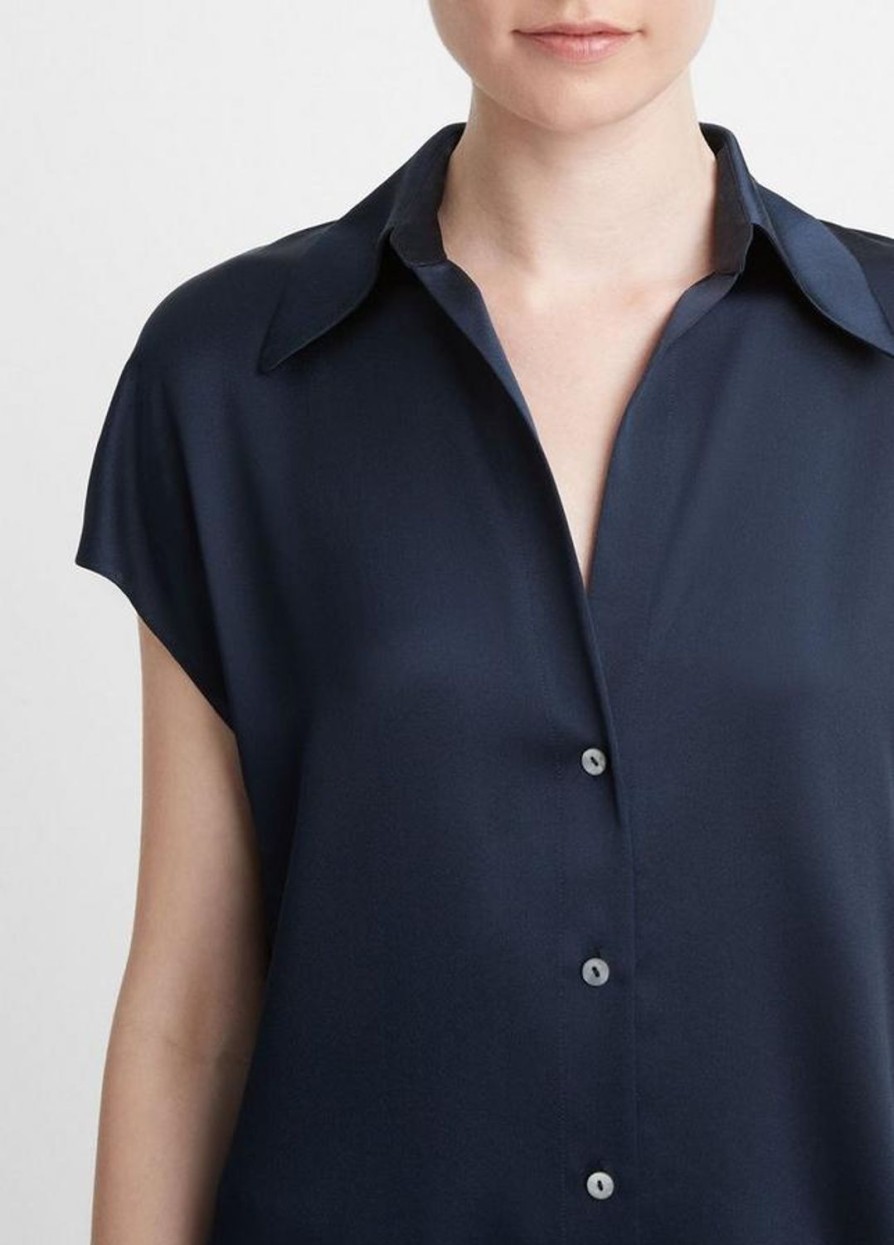 Women VINCE Shirts & Blouses | Cap Sleeve Ruched Back Shirt