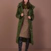 Women MARC CAIN Coats & Parkas | Straight Cut Quilted Coat 573-Orient Grn