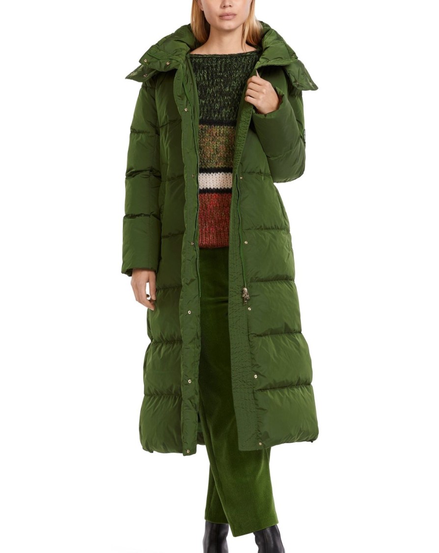 Women MARC CAIN Coats & Parkas | Straight Cut Quilted Coat 573-Orient Grn