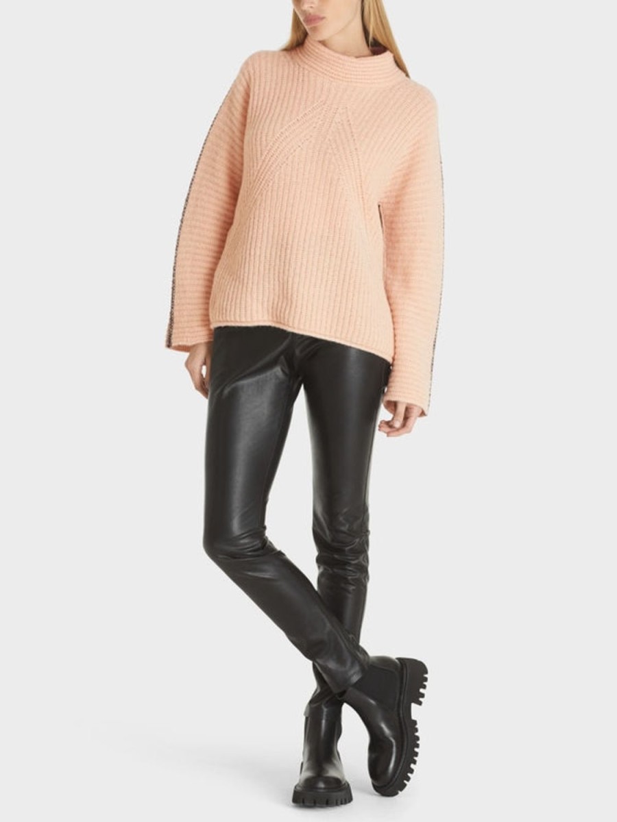 Women MARC CAIN Knitwear | Two Toned Sweater Made In Germany Sandy Tan