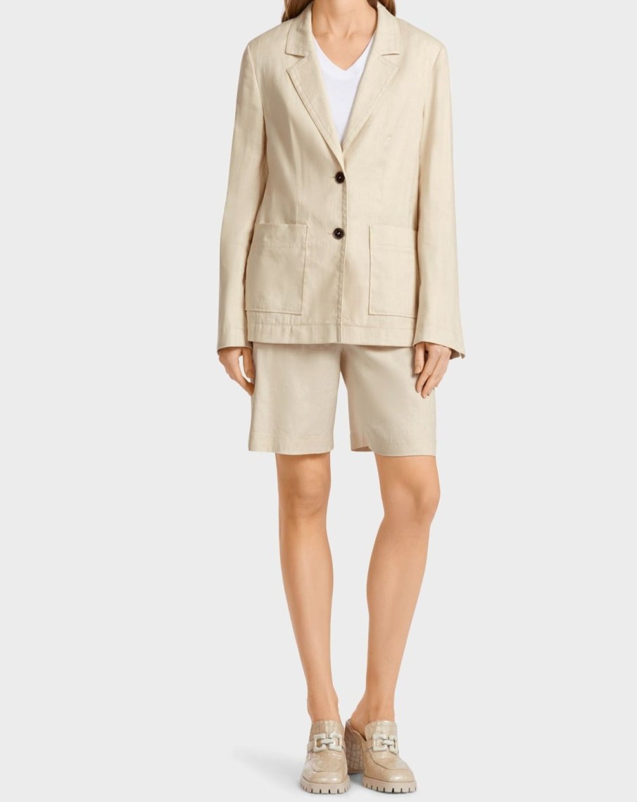 Women MARC CAIN Jackets & Blazers | Figure Hugging Blazer With Linen