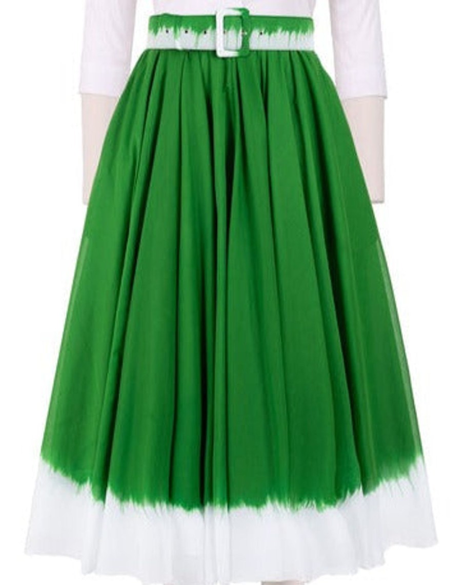 Women Samantha Sung Skirts | Aster Skirt White Border Tie Dye Pine Green