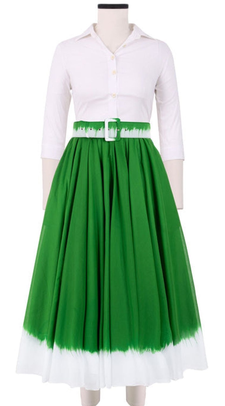 Women Samantha Sung Skirts | Aster Skirt White Border Tie Dye Pine Green