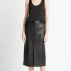 Women VINCE Skirts | Leather Trouser Front Skirt Black