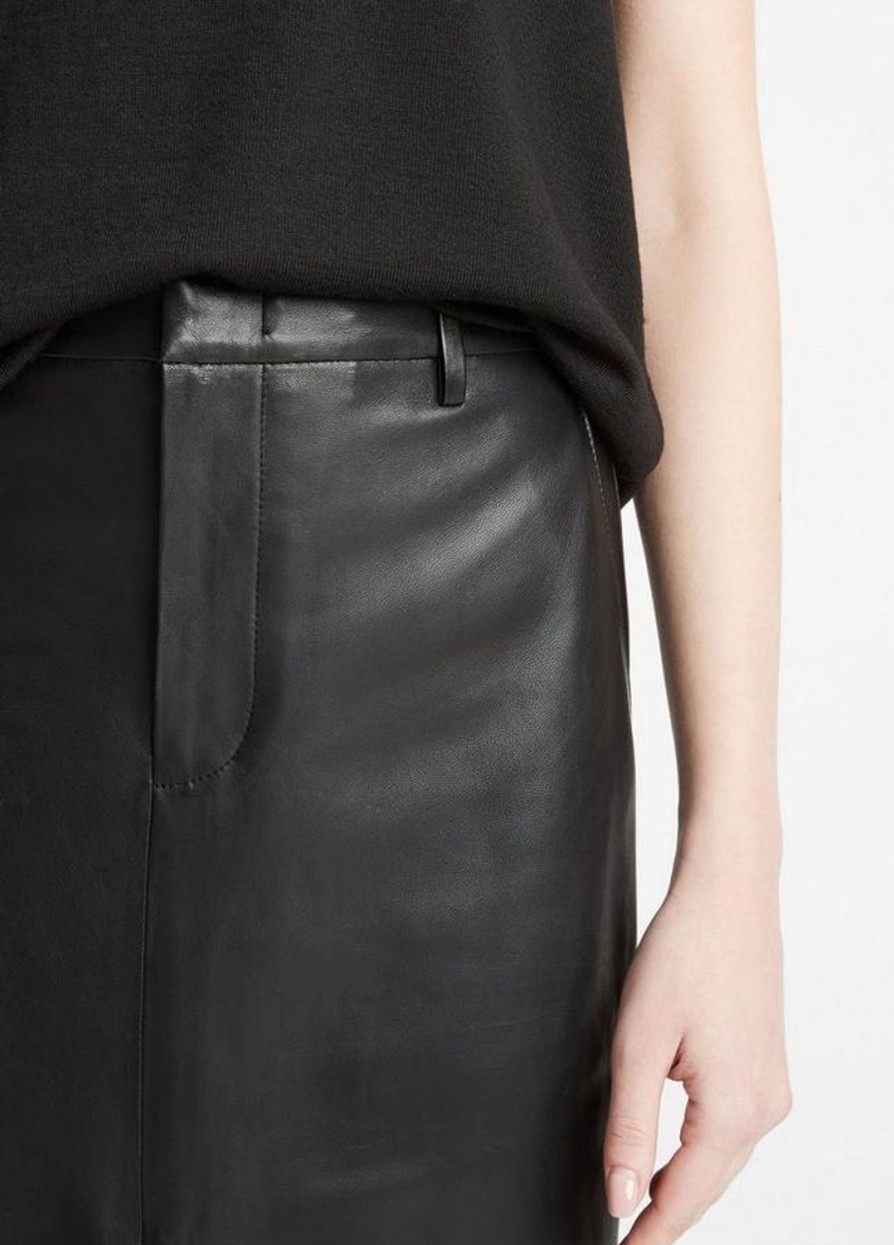 Women VINCE Skirts | Leather Trouser Front Skirt Black