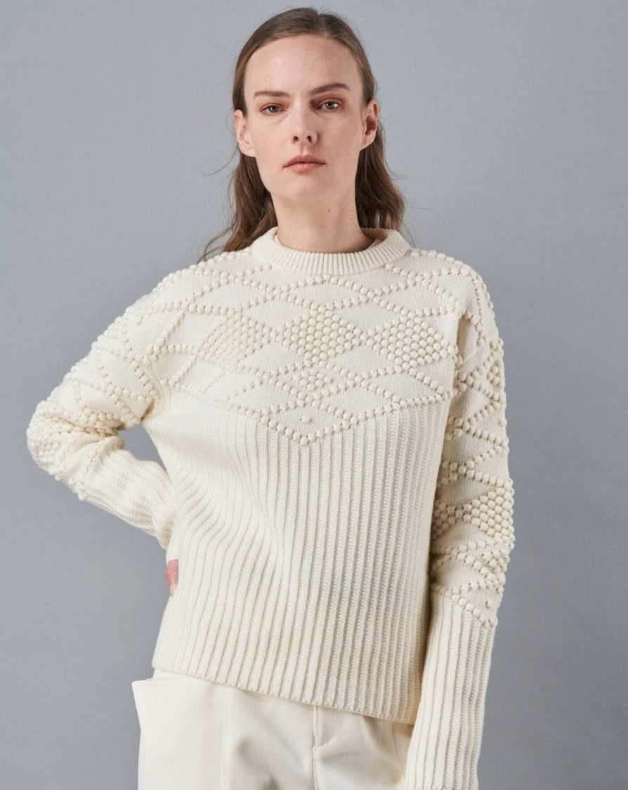 Women HIGH Knitwear | Learning Sweater White