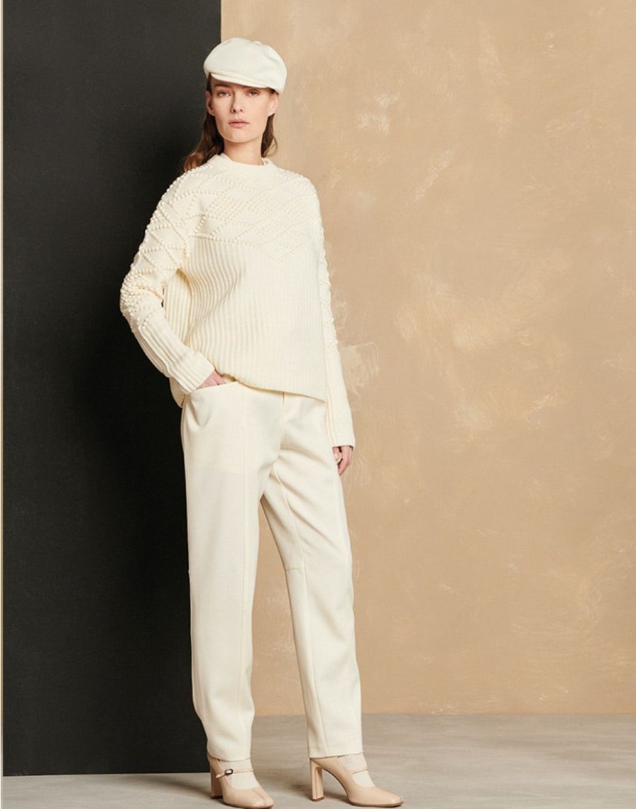 Women HIGH Knitwear | Learning Sweater White