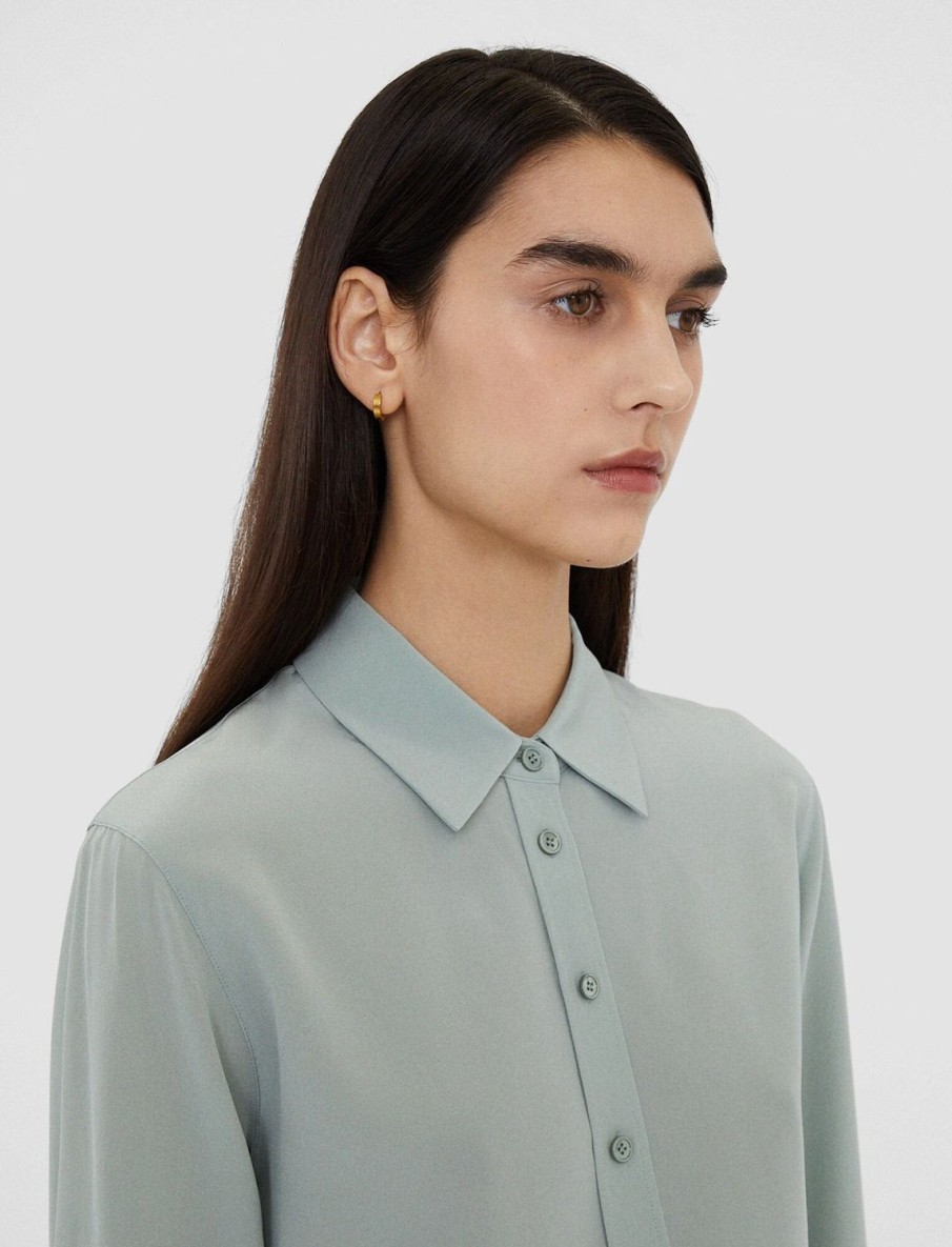 Women Joseph Shirts & Blouses | New Crepe De Soie Joe Shirt Sage