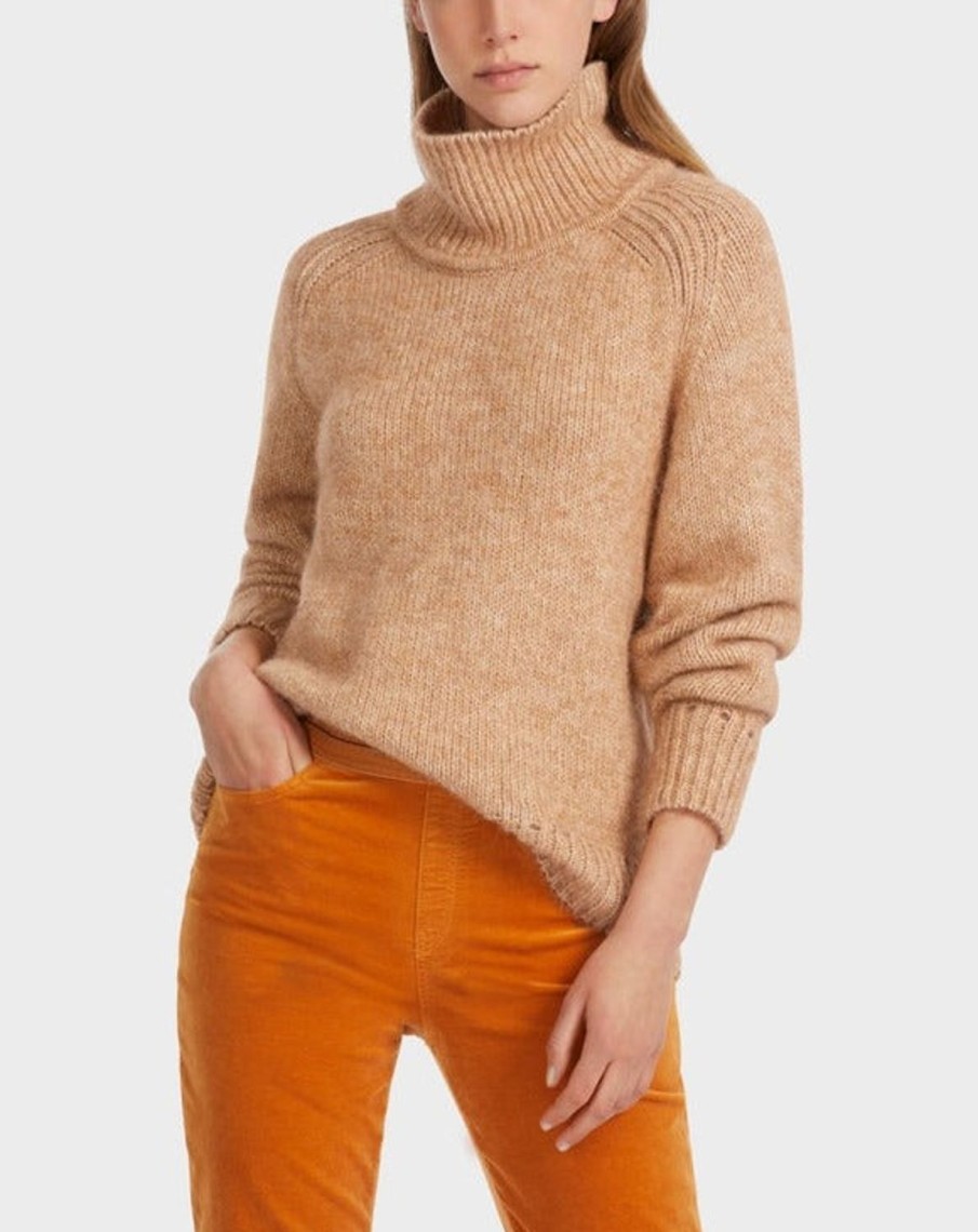 Women MARC CAIN Knitwear | Turtleneck Sweater In Toffee 618-Brt Toffee