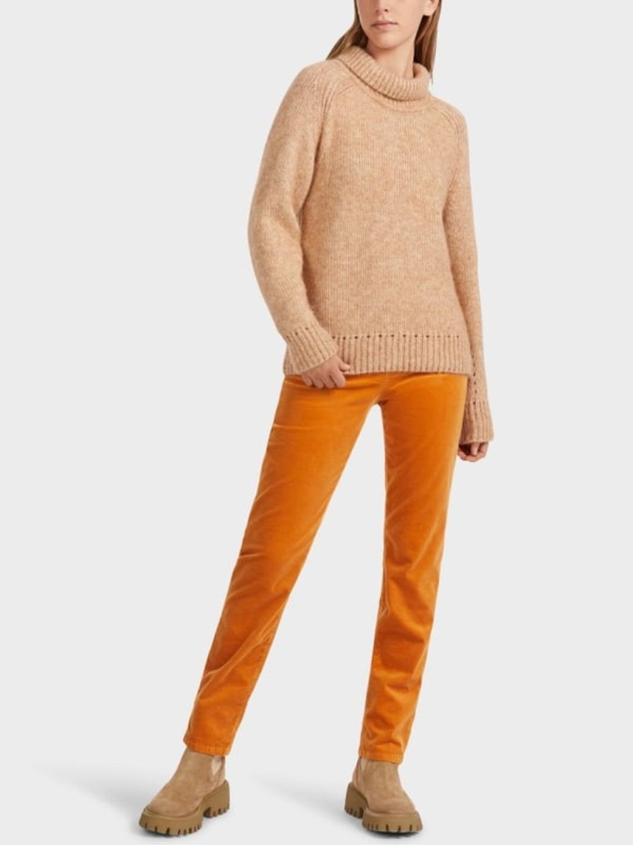 Women MARC CAIN Knitwear | Turtleneck Sweater In Toffee 618-Brt Toffee