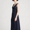 Women Halston Dresses | Reilly Dress In Fluid Satin Navy