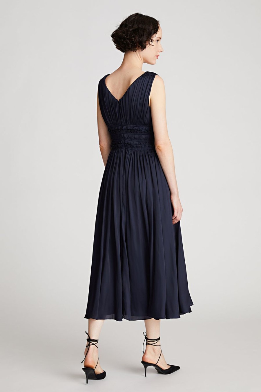 Women Halston Dresses | Reilly Dress In Fluid Satin Navy