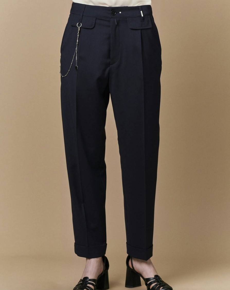 Women HIGH Pants | Concise Tailored Pant With Belt Loops Navy