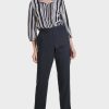 Women MARC CAIN Pants | Slim Elastic Waist Navy Twill Pants Mngt-Blue