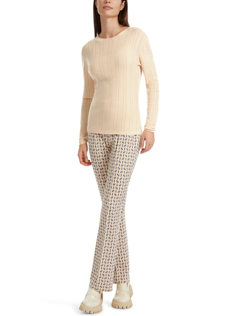 Women MARC CAIN Knitwear | Crew Neck Lace Detail Wool Sweater